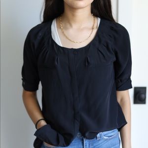 Joe’s Jeans silk short sleeve blouse size small